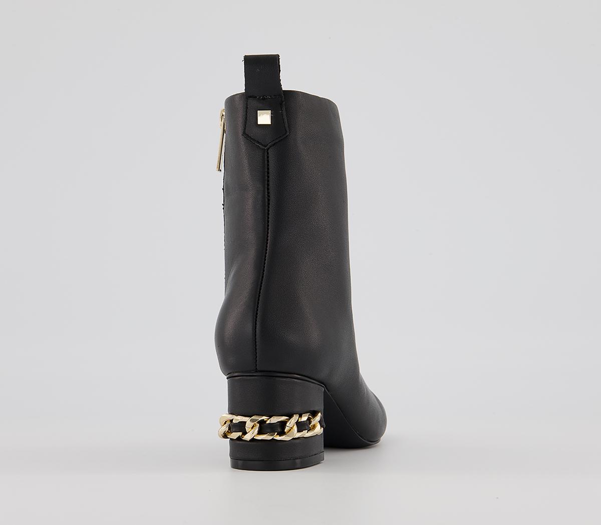 Office Arna Chain Heeled Ankle Boots Office Arna Chain Heeled Ankle Boots Black Leather
