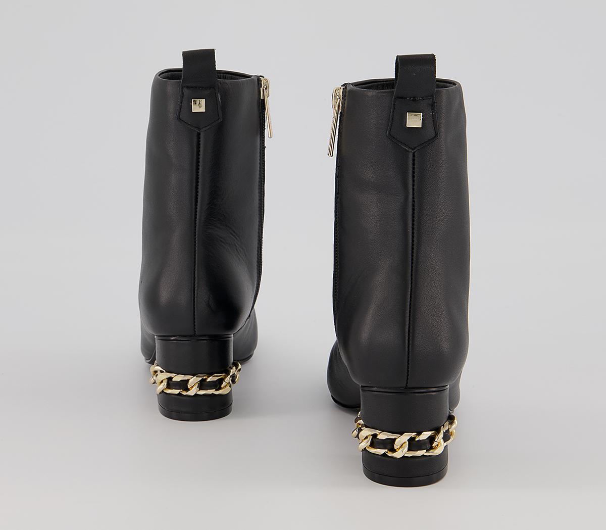 Office Arna Chain Heeled Ankle Boots Office Arna Chain Heeled Ankle Boots Black Leather