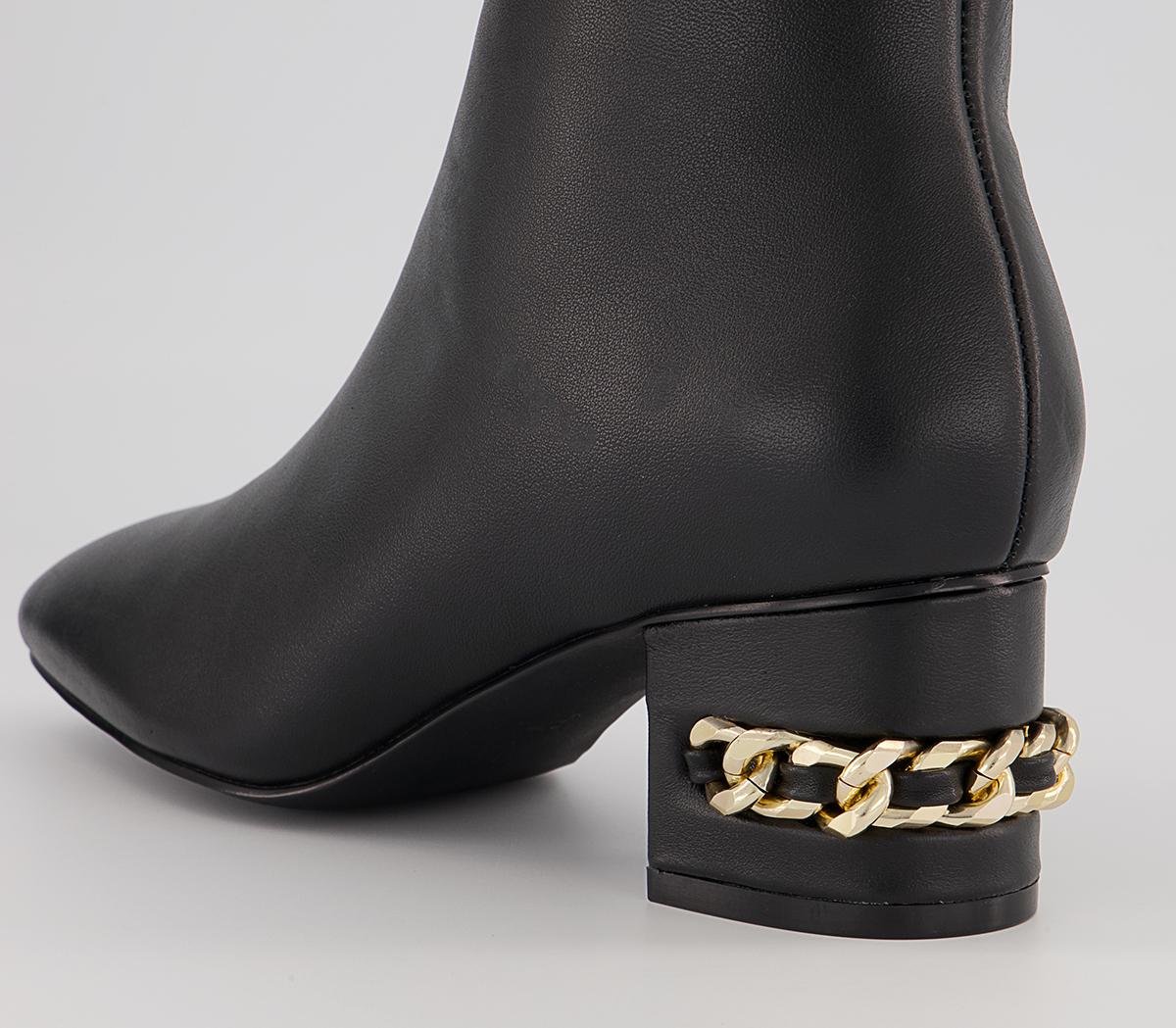Office Arna Chain Heeled Ankle Boots Office Arna Chain Heeled Ankle Boots Black Leather