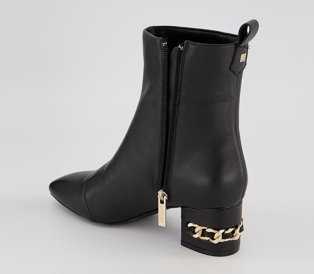 Office Arna Chain Heeled Ankle Boots Office Arna Chain Heeled Ankle Boots Black Leather