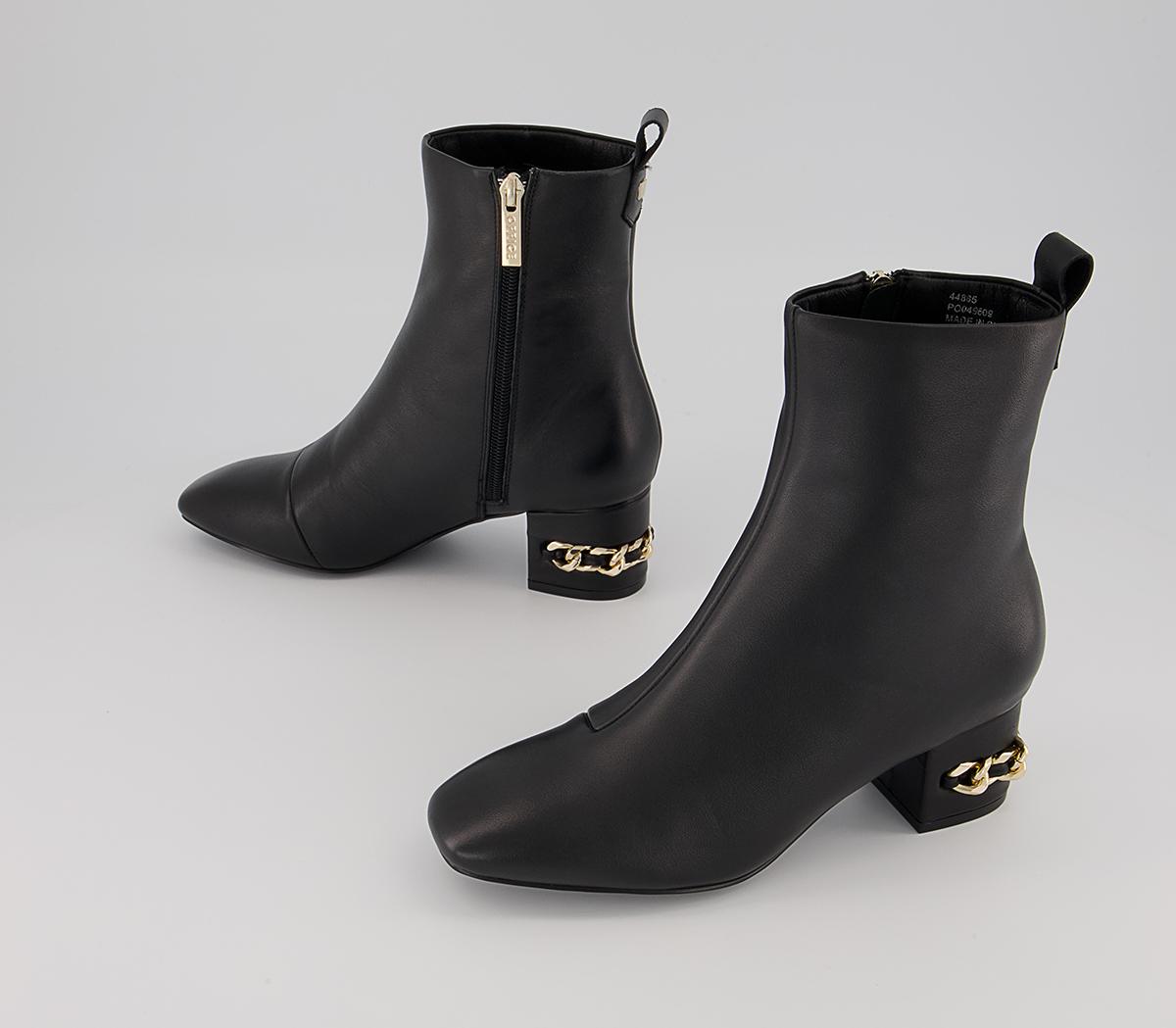 Office Arna Chain Heeled Ankle Boots Office Arna Chain Heeled Ankle Boots Black Leather