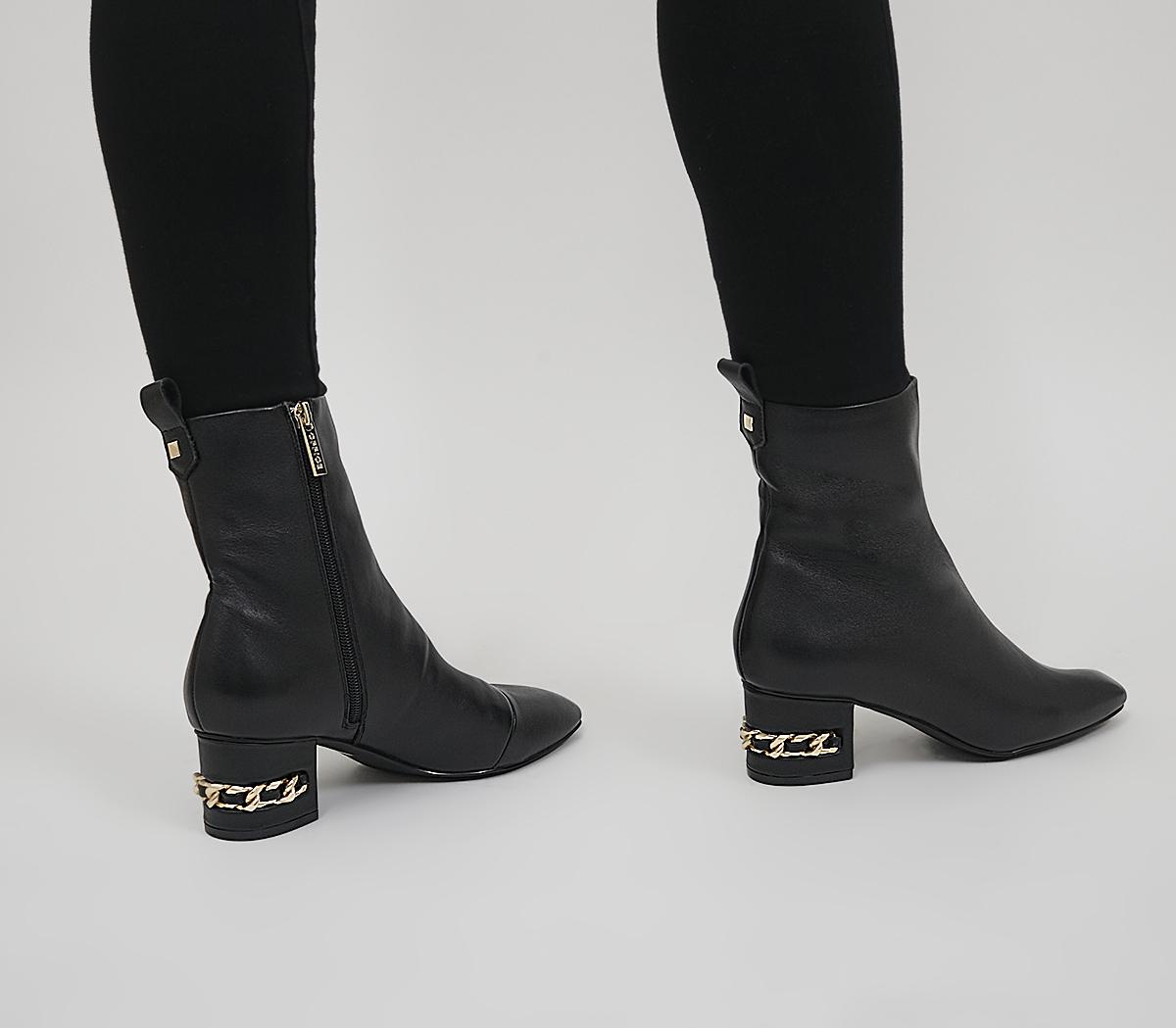 OFFICEArna Chain Heeled Ankle BootsBlack Leather