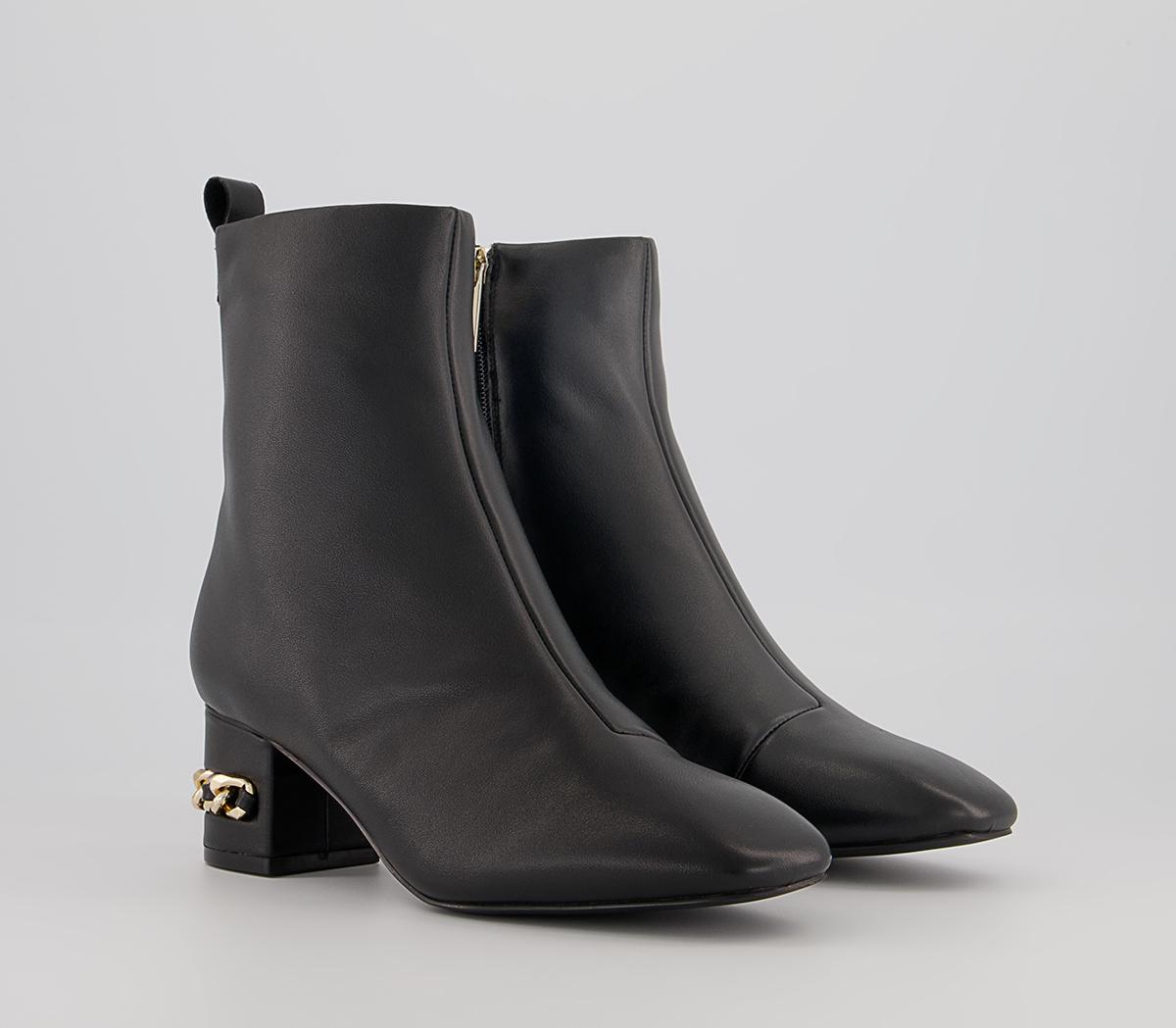 Office Arna Chain Heeled Ankle Boots Office Arna Chain Heeled Ankle Boots Black Leather