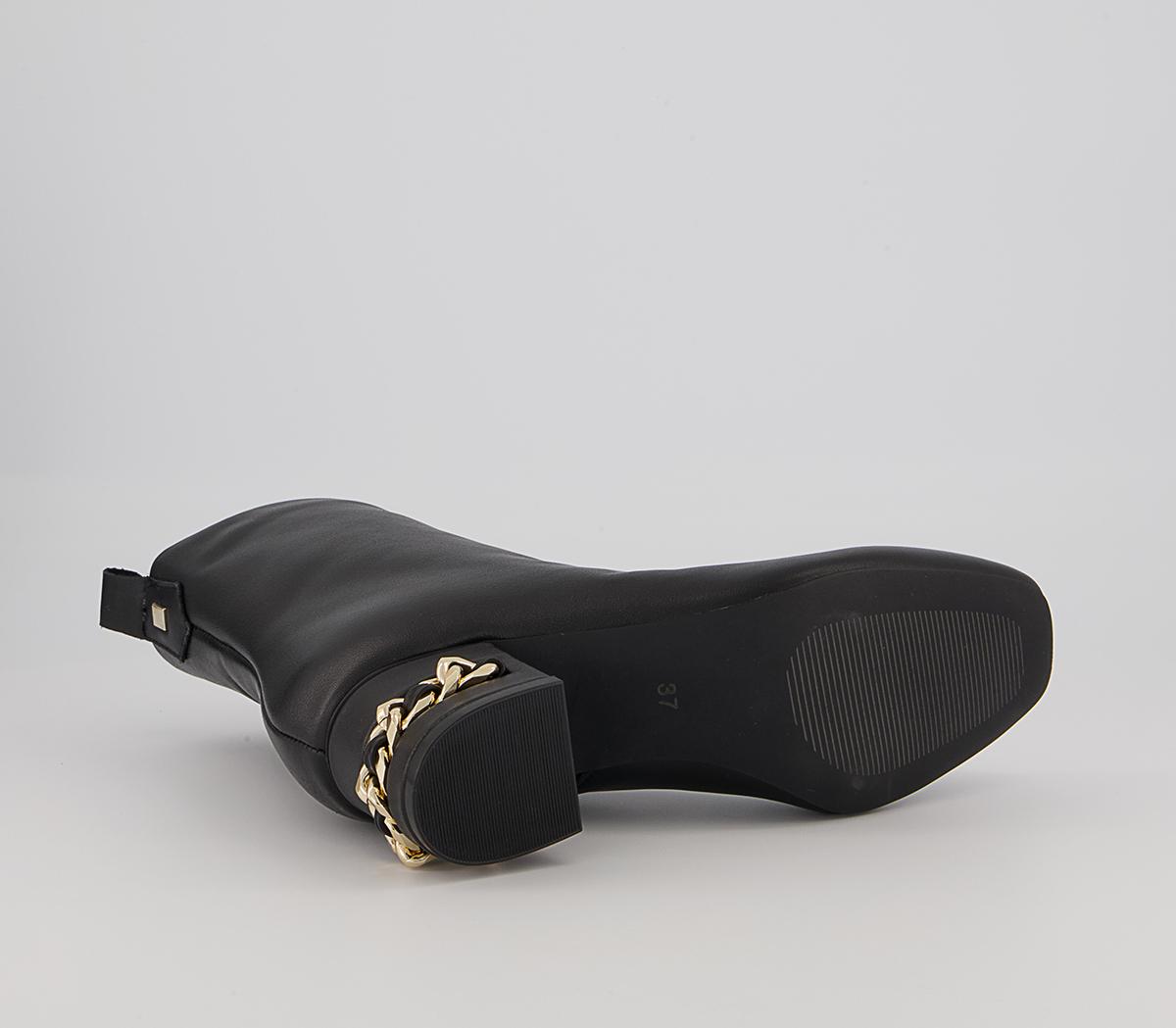 Office Arna Chain Heeled Ankle Boots Office Arna Chain Heeled Ankle Boots Black Leather
