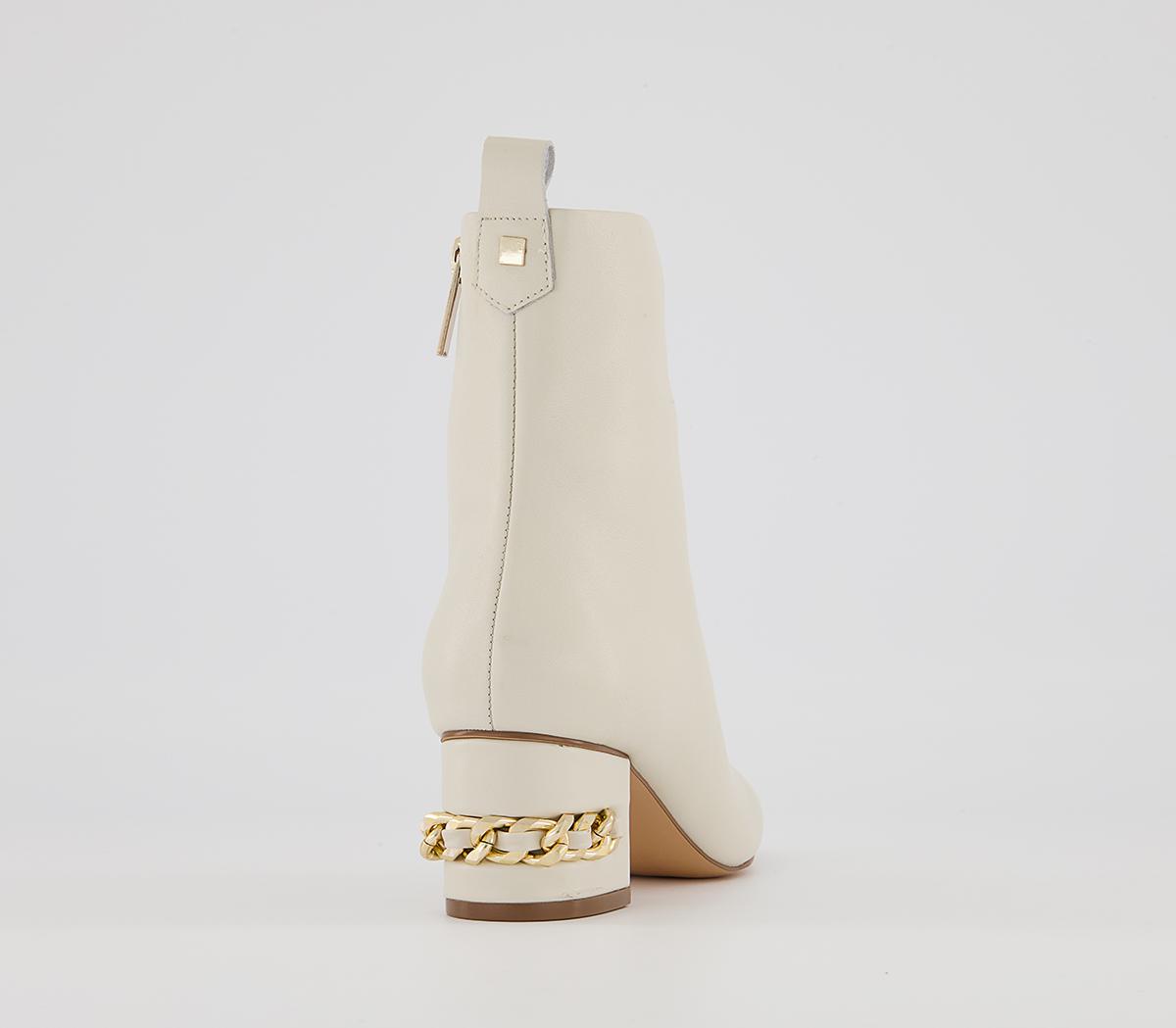Office Arna Chain Heeled Ankle Boots Office Arna Chain Heeled Ankle Boots Off White Leather