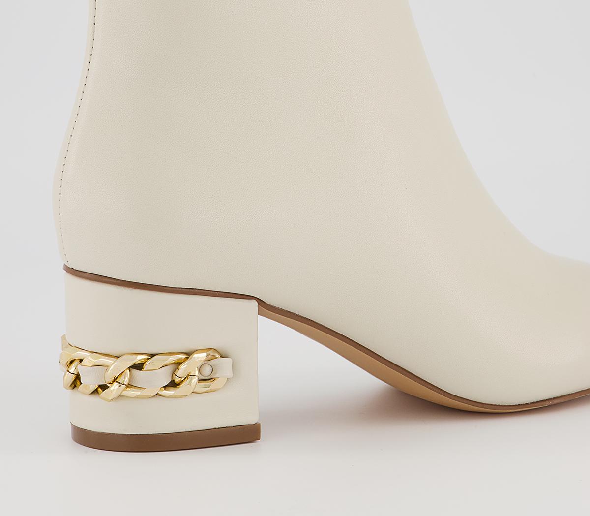 Office Arna Chain Heeled Ankle Boots Office Arna Chain Heeled Ankle Boots Off White Leather