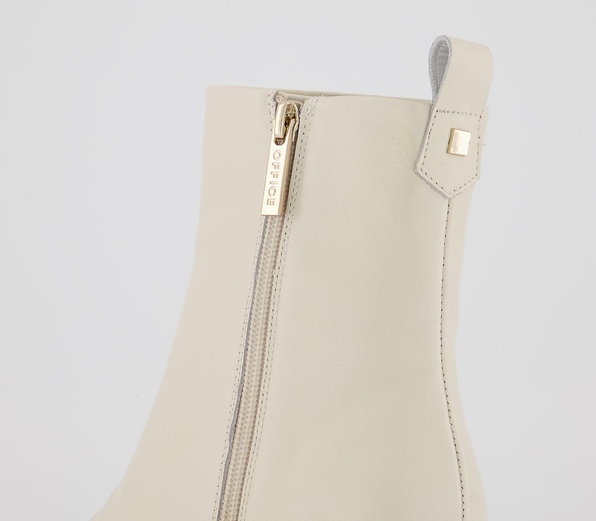 Office Arna Chain Heeled Ankle Boots Office Arna Chain Heeled Ankle Boots Off White Leather