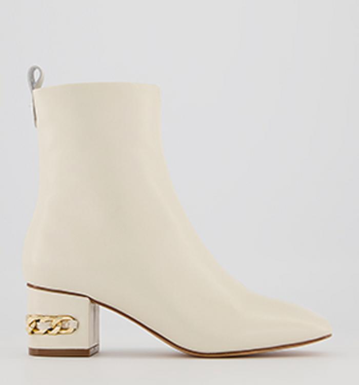 Office Arna Chain Heeled Ankle Boots Off White Leather