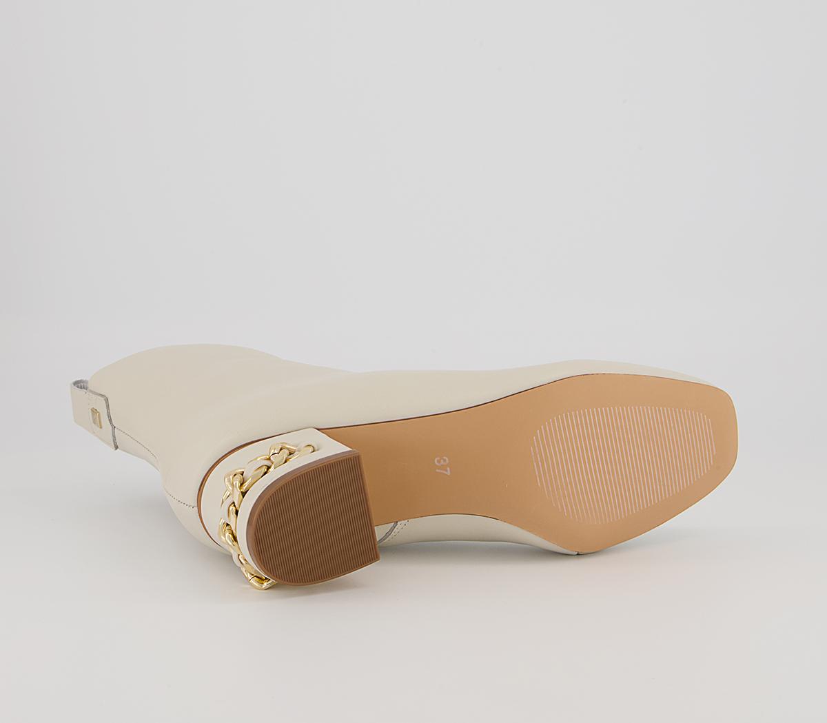 Office Arna Chain Heeled Ankle Boots Office Arna Chain Heeled Ankle Boots Off White Leather