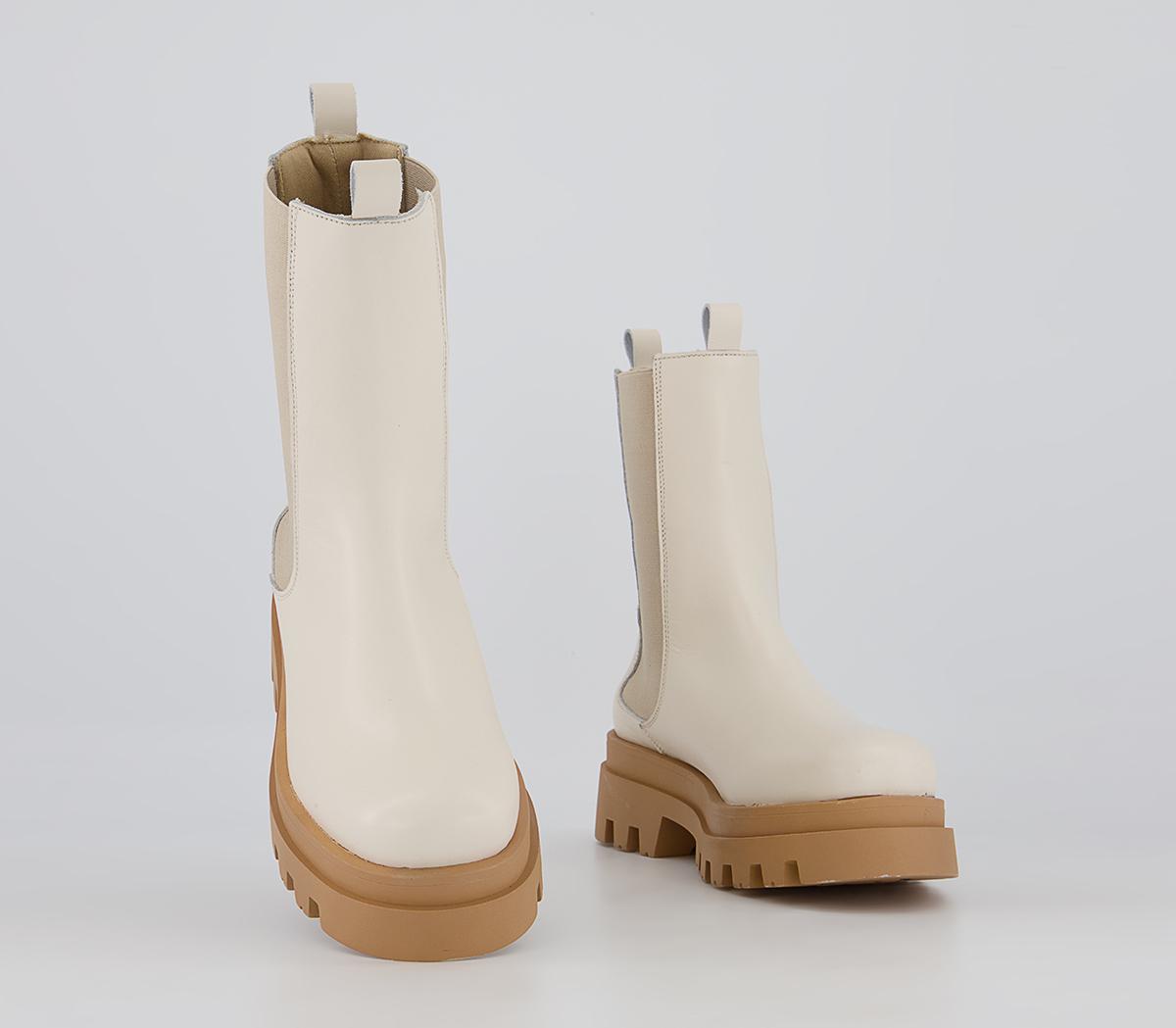 Office Allegra Coloured Sole Chunky Ankle Boots Office Allegra Coloured Sole Chunky Ankle Boots Off White Leather With Gum Sole