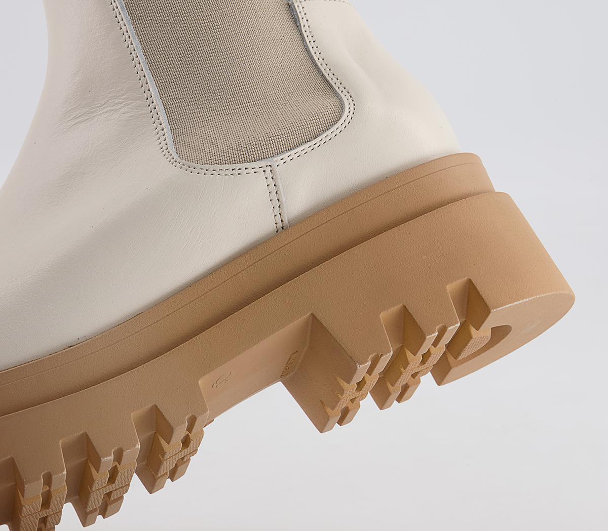Office Allegra Coloured Sole Chunky Ankle Boots Office Allegra Coloured Sole Chunky Ankle Boots Off White Leather With Gum Sole