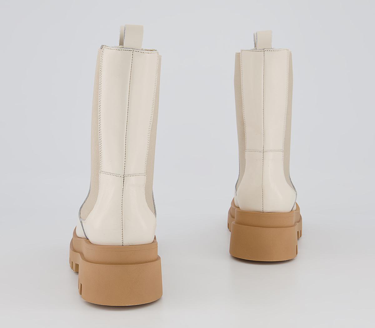 Office Allegra Coloured Sole Chunky Ankle Boots Office Allegra Coloured Sole Chunky Ankle Boots Off White Leather With Gum Sole