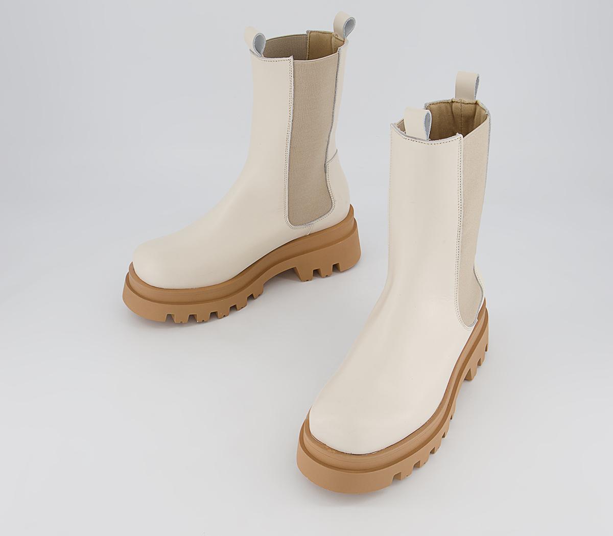 Office Allegra Coloured Sole Chunky Ankle Boots Office Allegra Coloured Sole Chunky Ankle Boots Off White Leather With Gum Sole