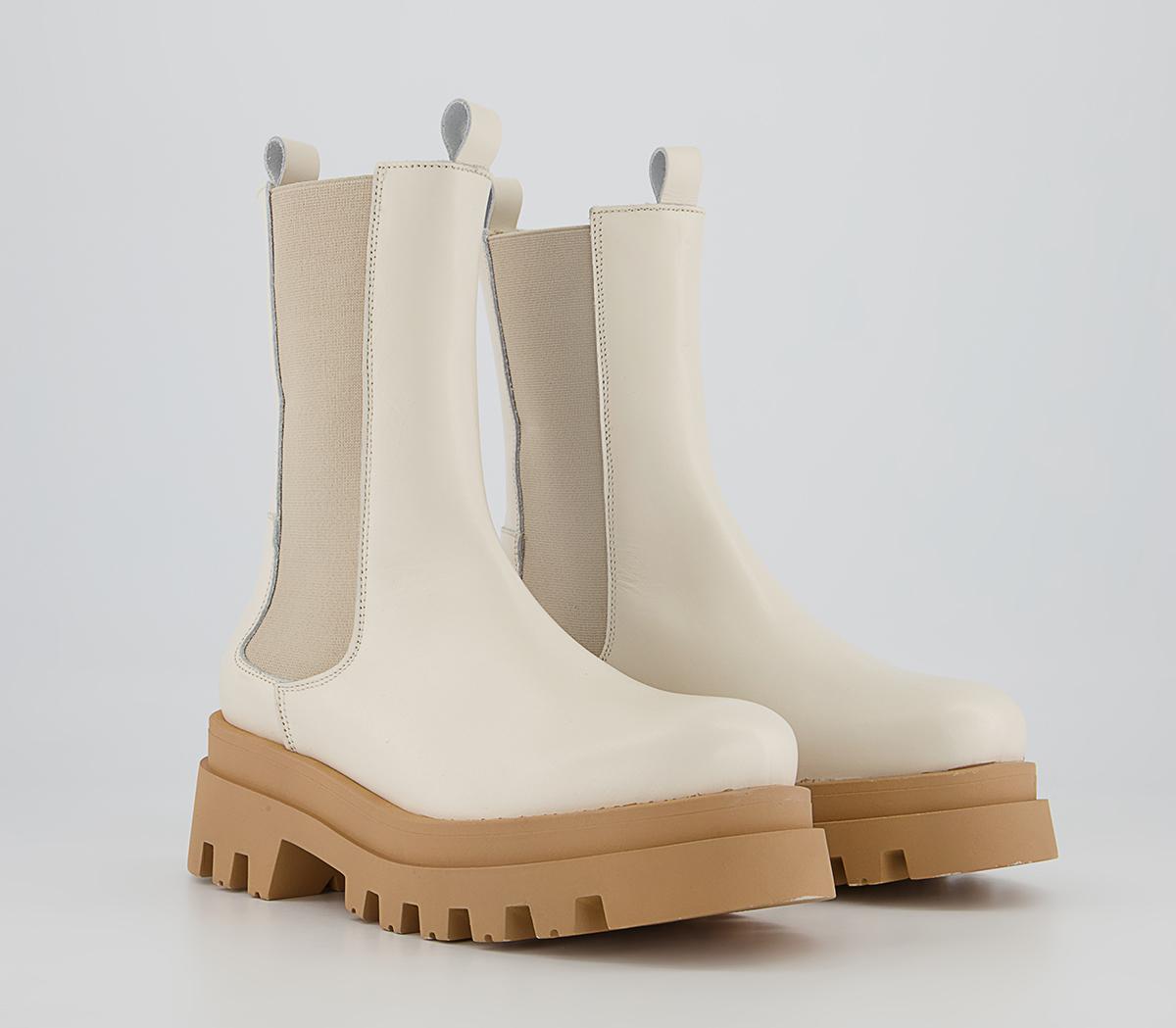 Office Allegra Coloured Sole Chunky Ankle Boots Office Allegra Coloured Sole Chunky Ankle Boots Off White Leather With Gum Sole