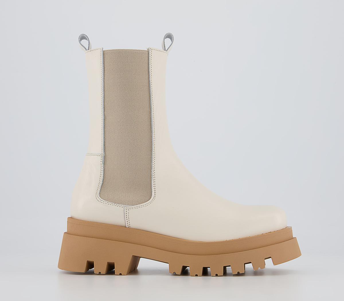OFFICE Allegra Coloured Sole Chunky Ankle Boots Off White Leather With ...