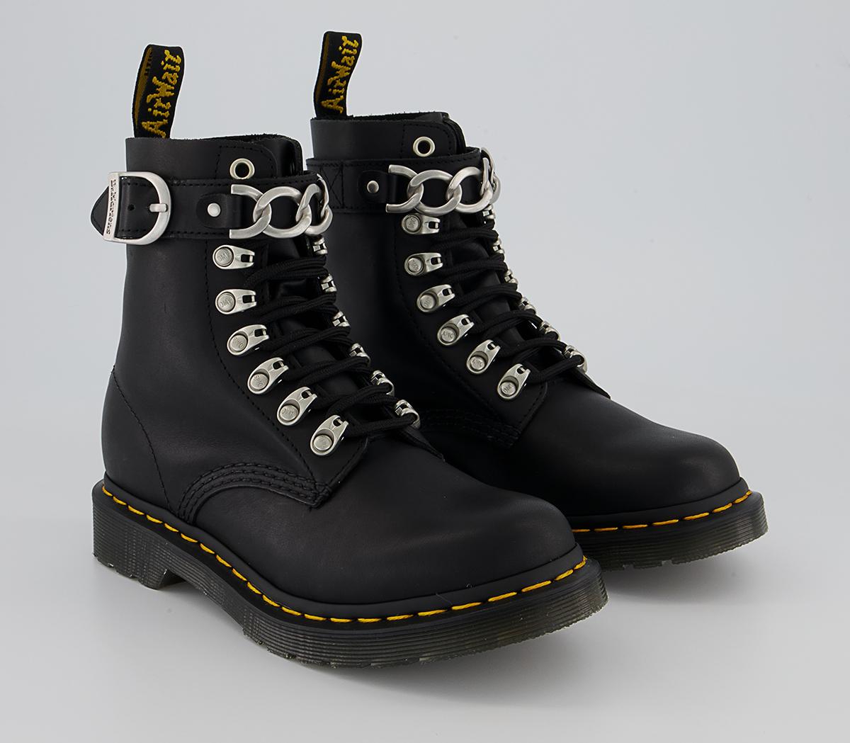 Dr. Martens 1460 Pascal Chain Boots Black Sendal - Women's Boots