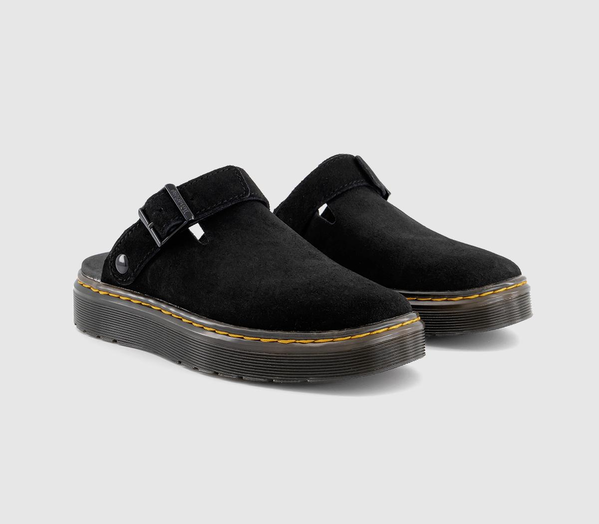 Dr. Martens Womens Carlson Mules Black Suede, 7