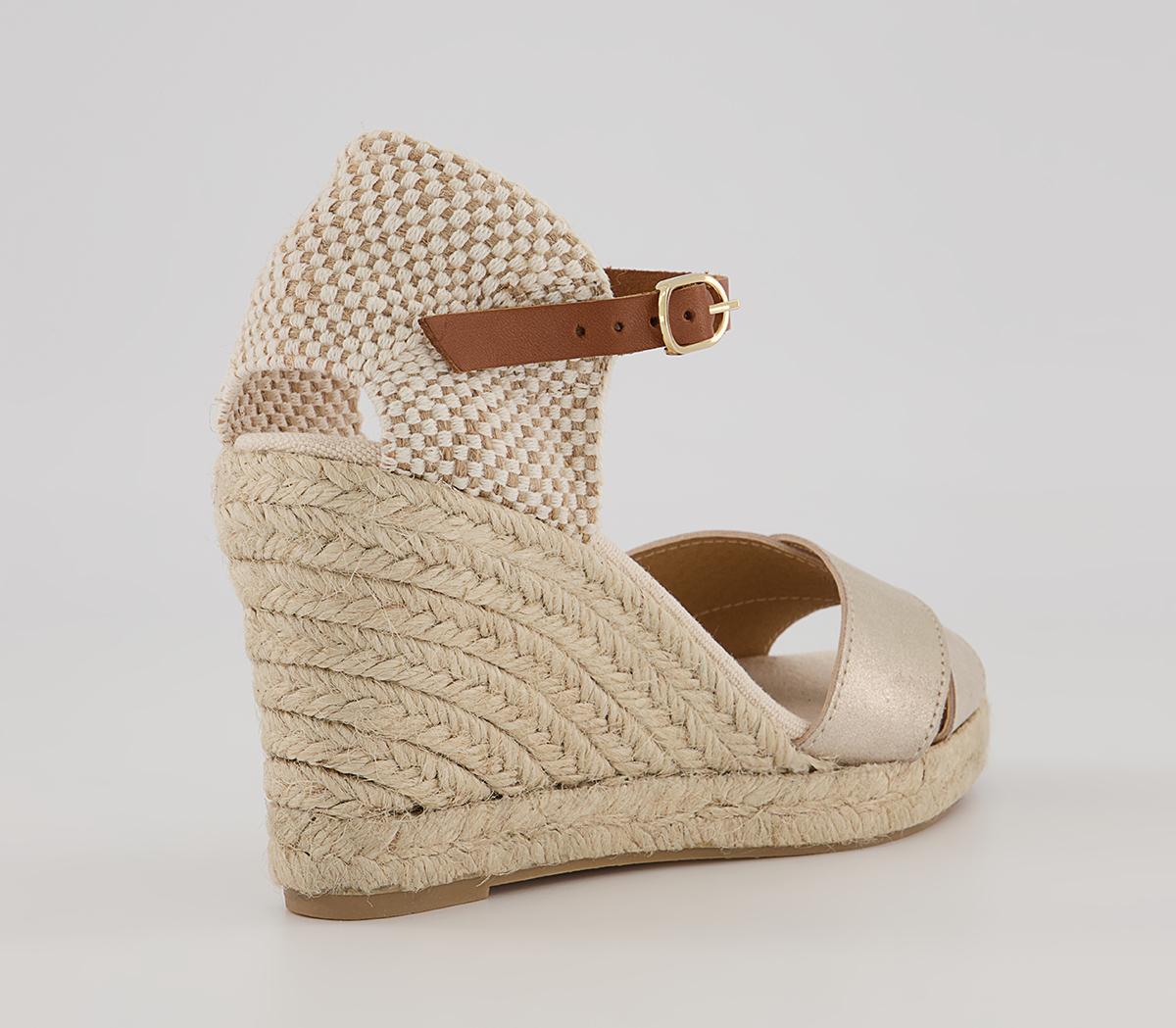 OFFICEMooch Cross Strap Espadrille Wedges OFFICEMooch Cross Strap Espadrille WedgesGold Leather