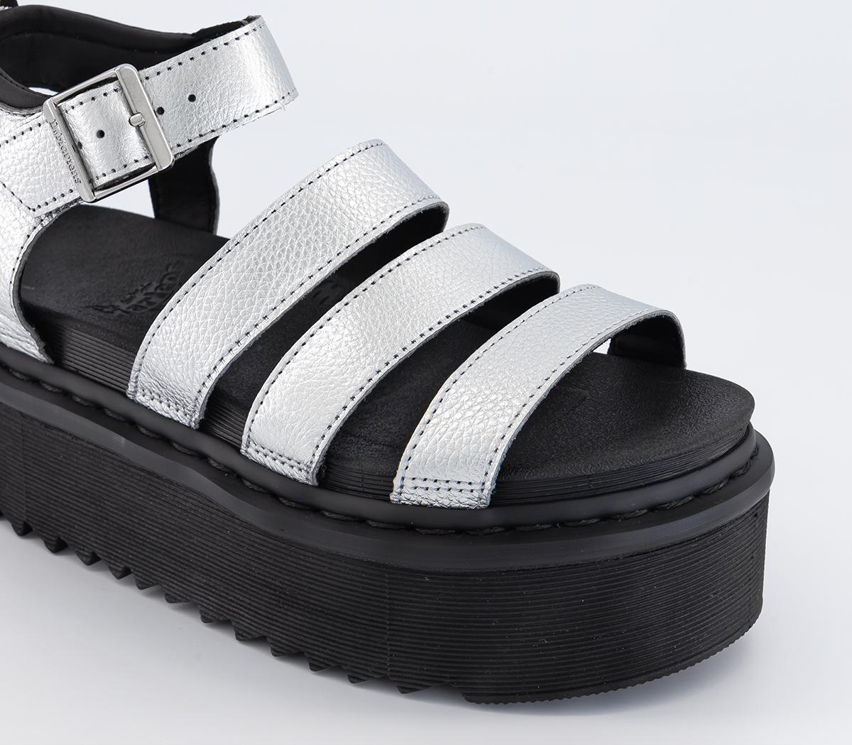 Dr. MartensBlaire Quad SandalsSilver Metallic Tumble