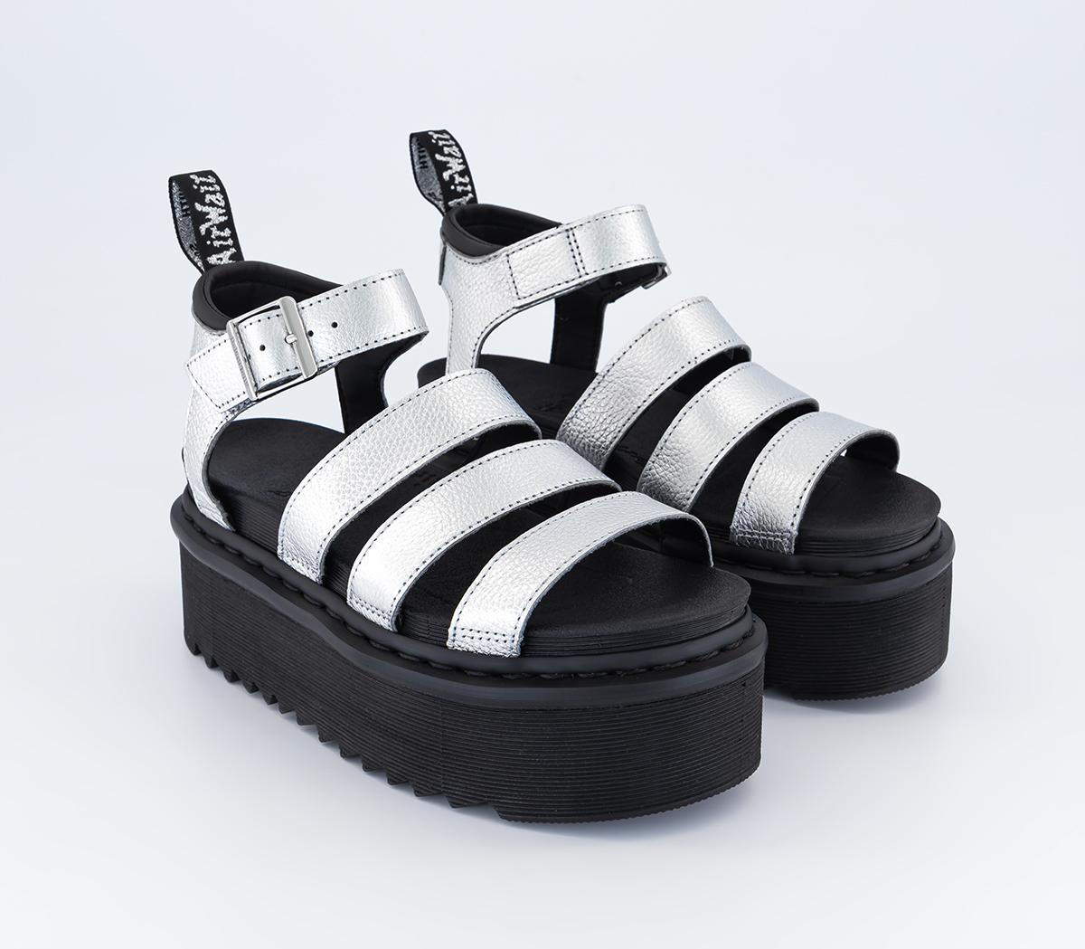 Dr. MartensBlaire Quad SandalsSilver Metallic Tumble