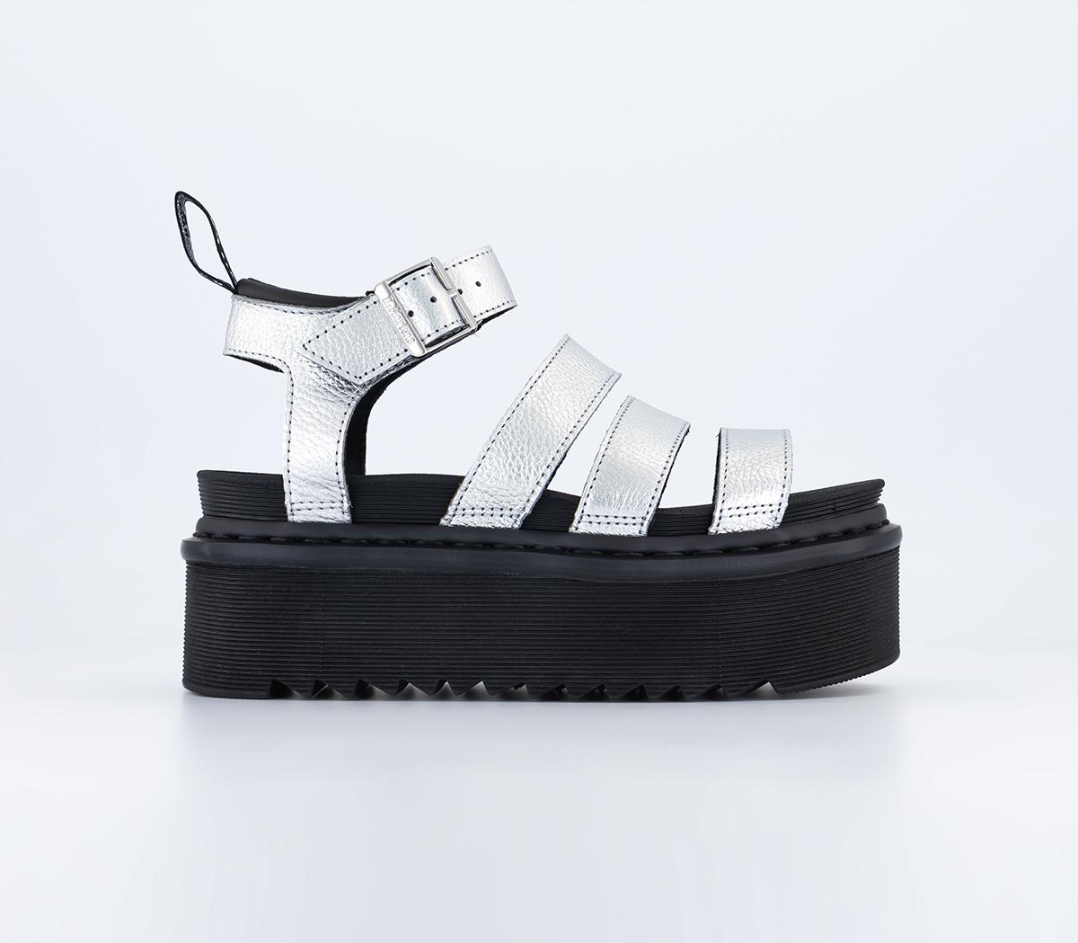 Dr. Martens Blaire Quad Sandals Silver Metallic Tumble - Women’s Sandals
