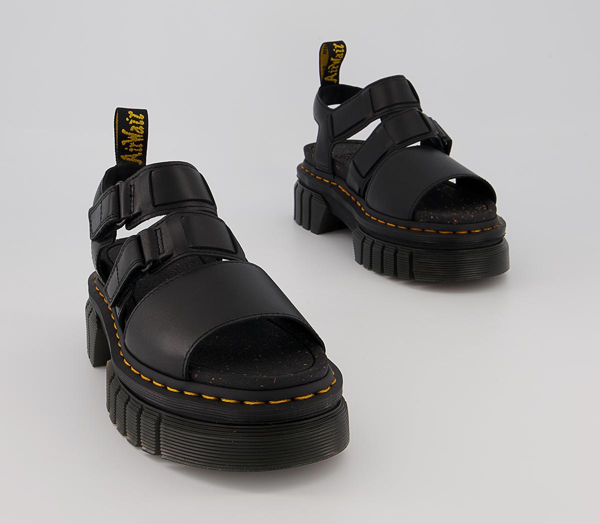 Dr. Martens Ricki 3-strap Lightweight Platform Sandals Black Nappa Lux ...