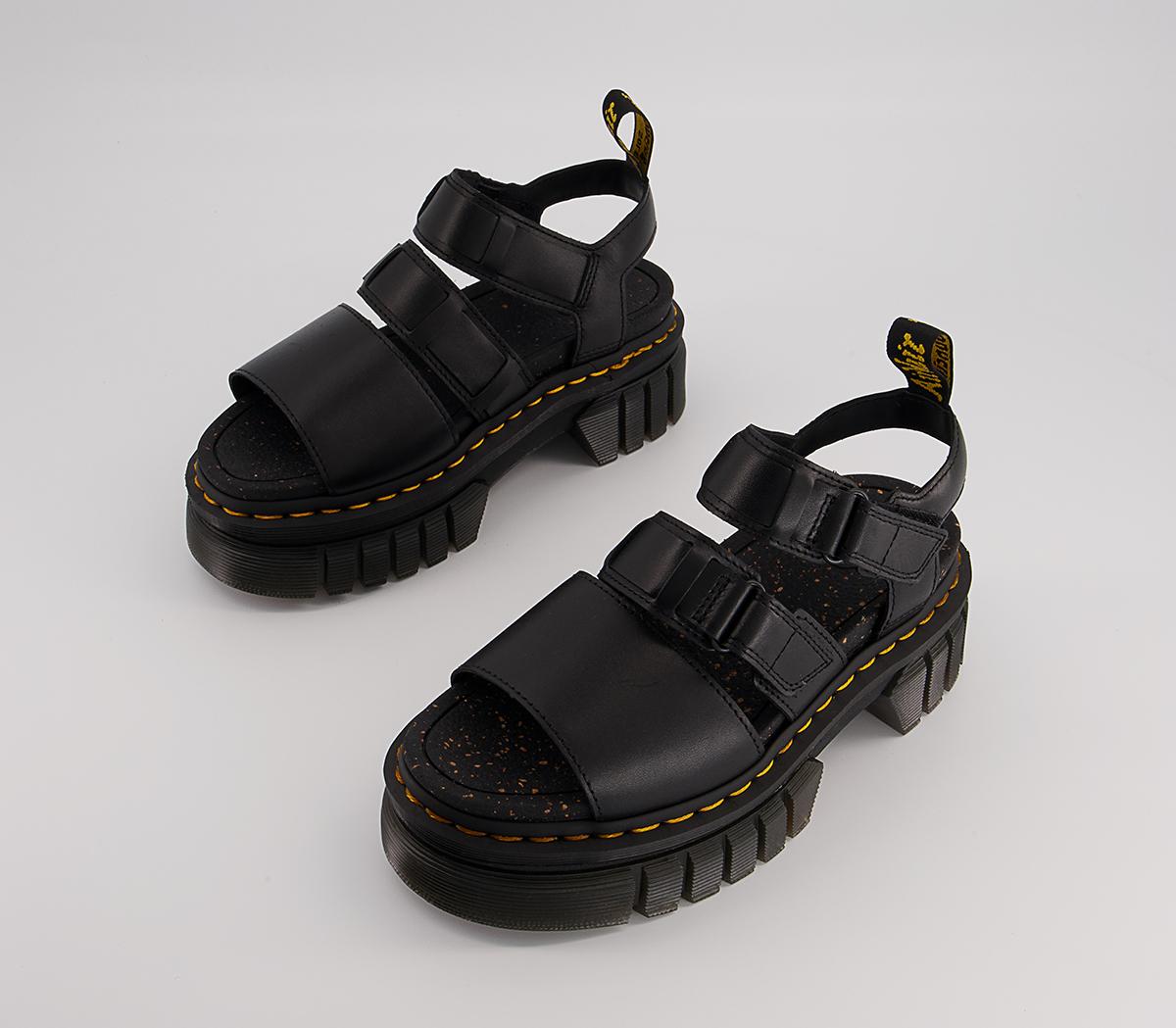 Dr. Martens Ricki 3-strap Lightweight Platform Sandals Black Nappa Lux ...