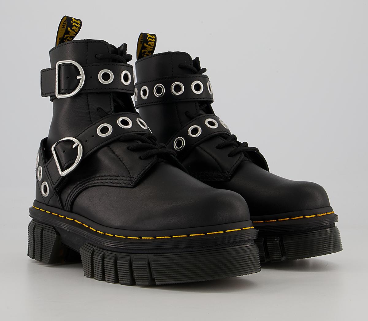 Dr. Martens Audrick 8IB Hardware Boots Black Nappa Lux - Women's Ankle ...