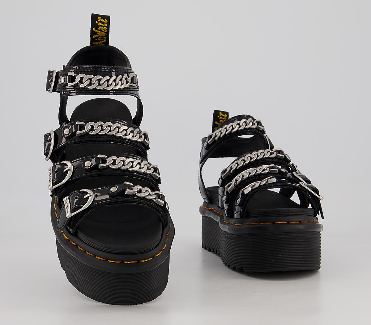 Dr. Martens Blaire 2 Quad Chain Sandals Black Patent Lamper
