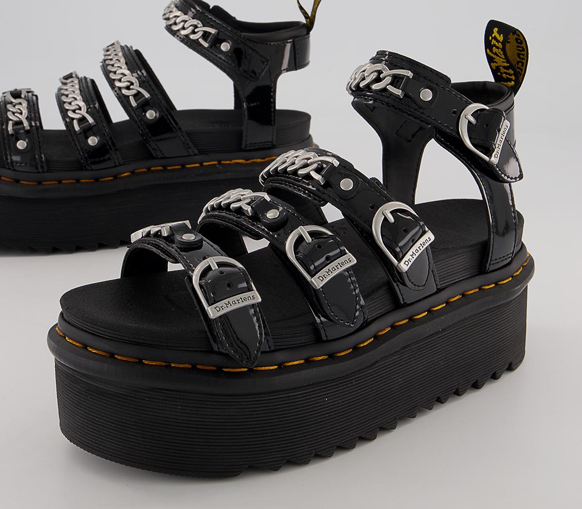 Dr. Martens Blaire 2 Quad Chain Sandals Black Patent Lamper - Women’s ...