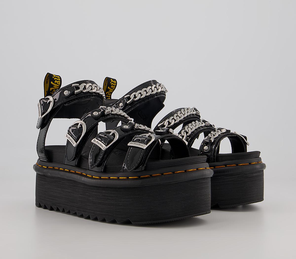 Dr. Martens Blaire 2 Quad Chain Sandals Black Patent Lamper