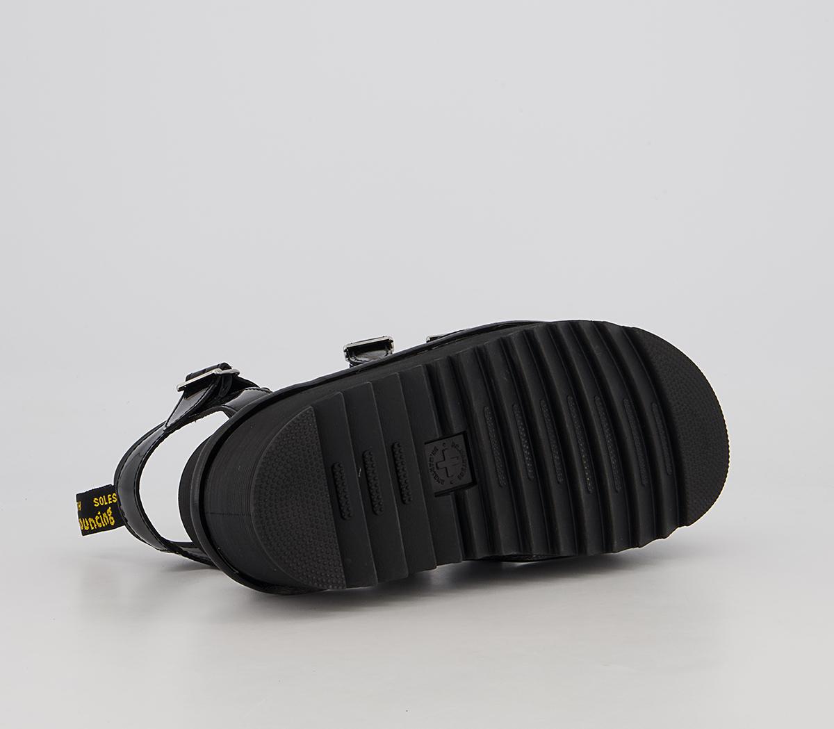 Dr. Martens Blaire 2 Quad Chain Sandals Black Patent Lamper