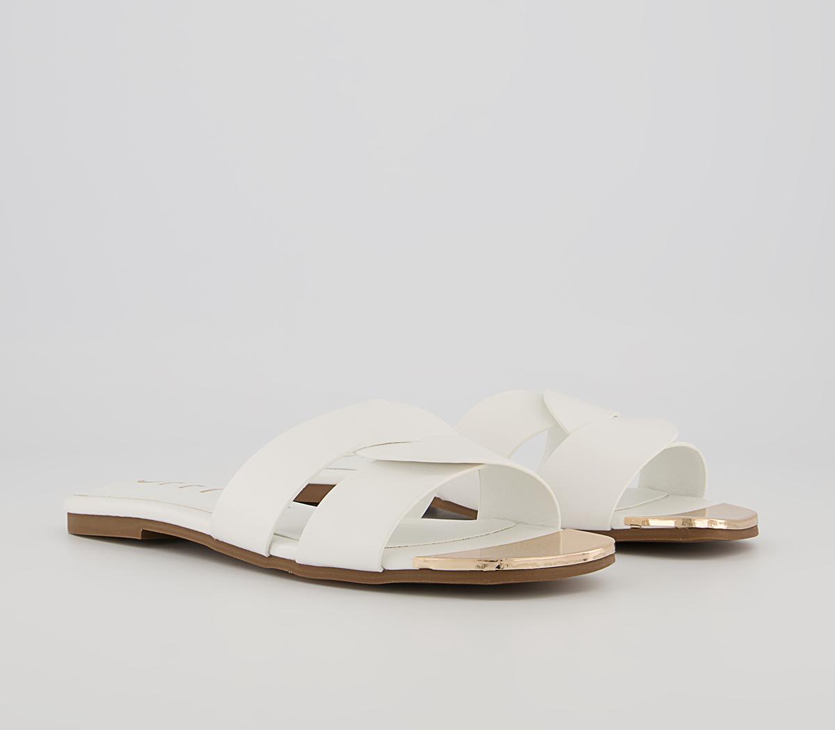 Office Swallow Cross Over Mules Office Swallow Cross Over Mules White