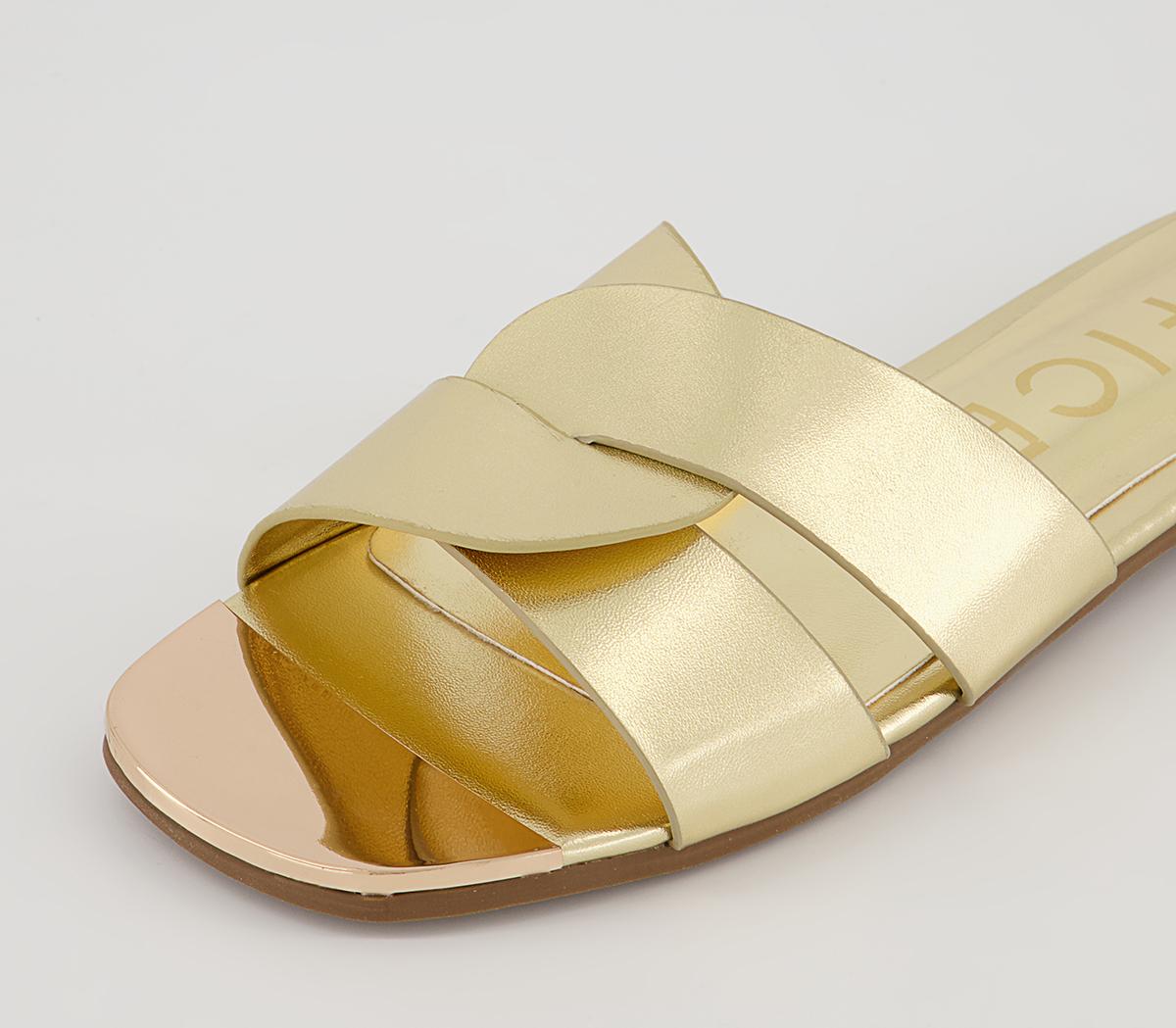 Office Swallow Cross Over Mules Office Swallow Cross Over Mules Gold