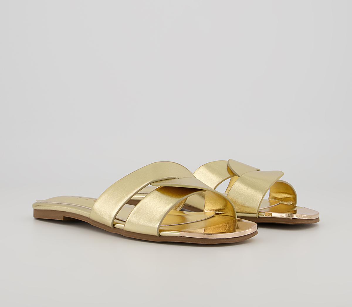 Office Swallow Cross Over Mules Office Swallow Cross Over Mules Gold