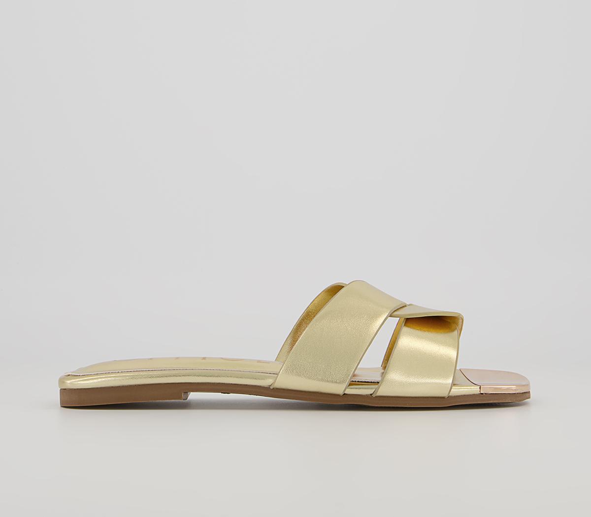 OFFICE Swallow Cross Over Mules Gold - Women’s Sandals
