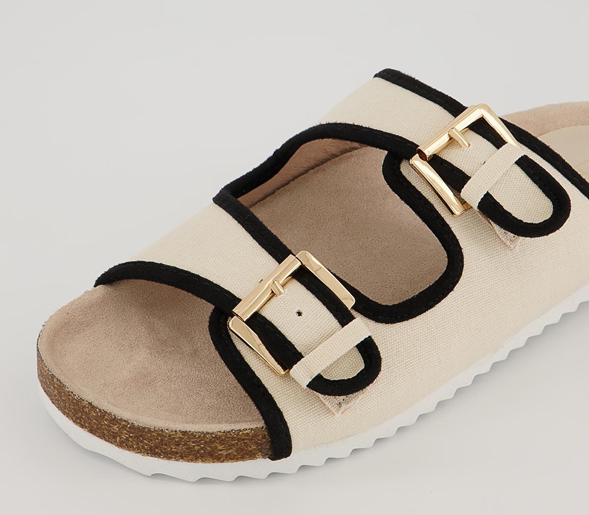 Office Simile Double Buckle Footbed Sandals Office Simile Double Buckle Footbed Sandals Off White With Black Piping