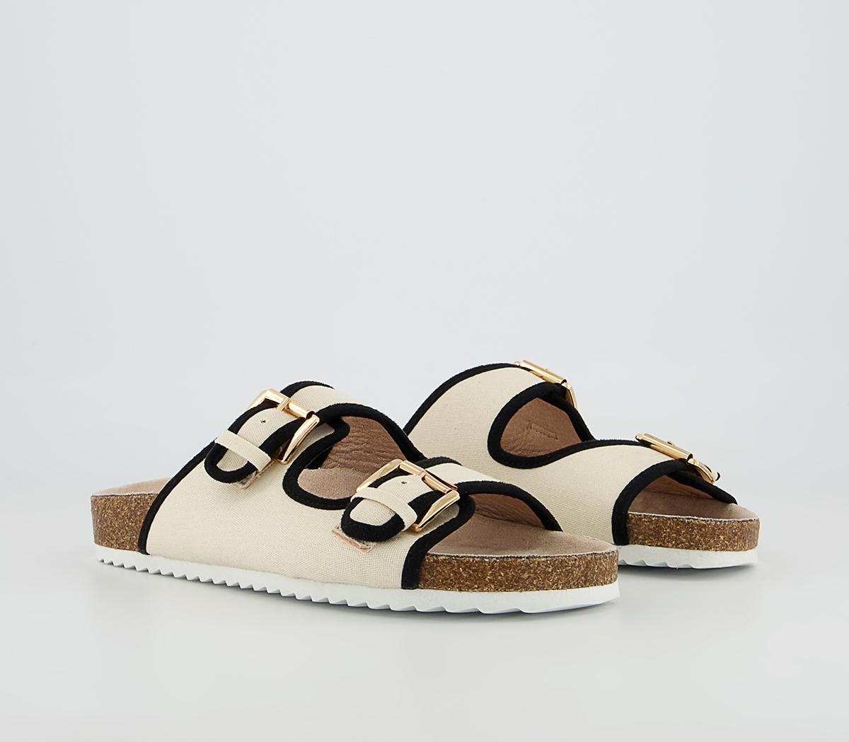 Office Simile Double Buckle Footbed Sandals Office Simile Double Buckle Footbed Sandals Off White With Black Piping