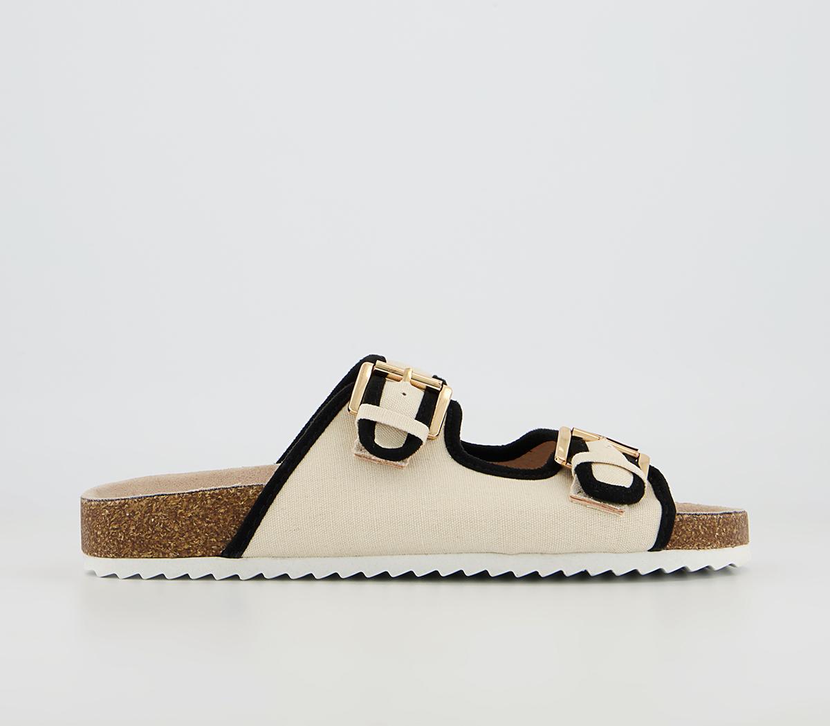 Office Simile Double Buckle Footbed Sandals Office Simile Double Buckle Footbed Sandals Off White With Black Piping