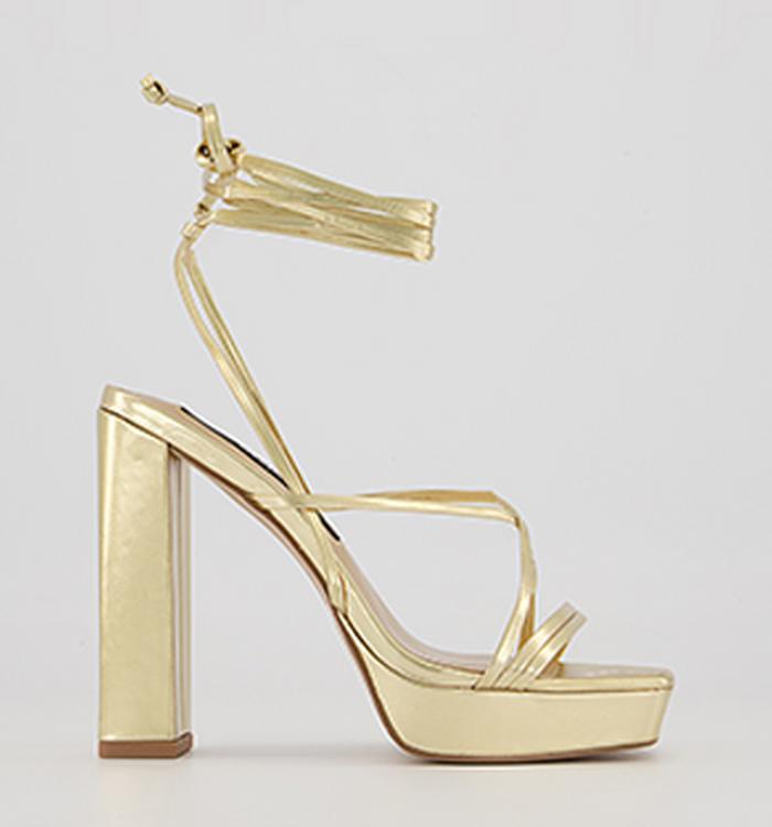 Office Haisley Tie Up Platform Shoes Gold