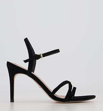 OFFICE Mood Strappy Two Part Stiletto Heeled Sandals Black Nubuck