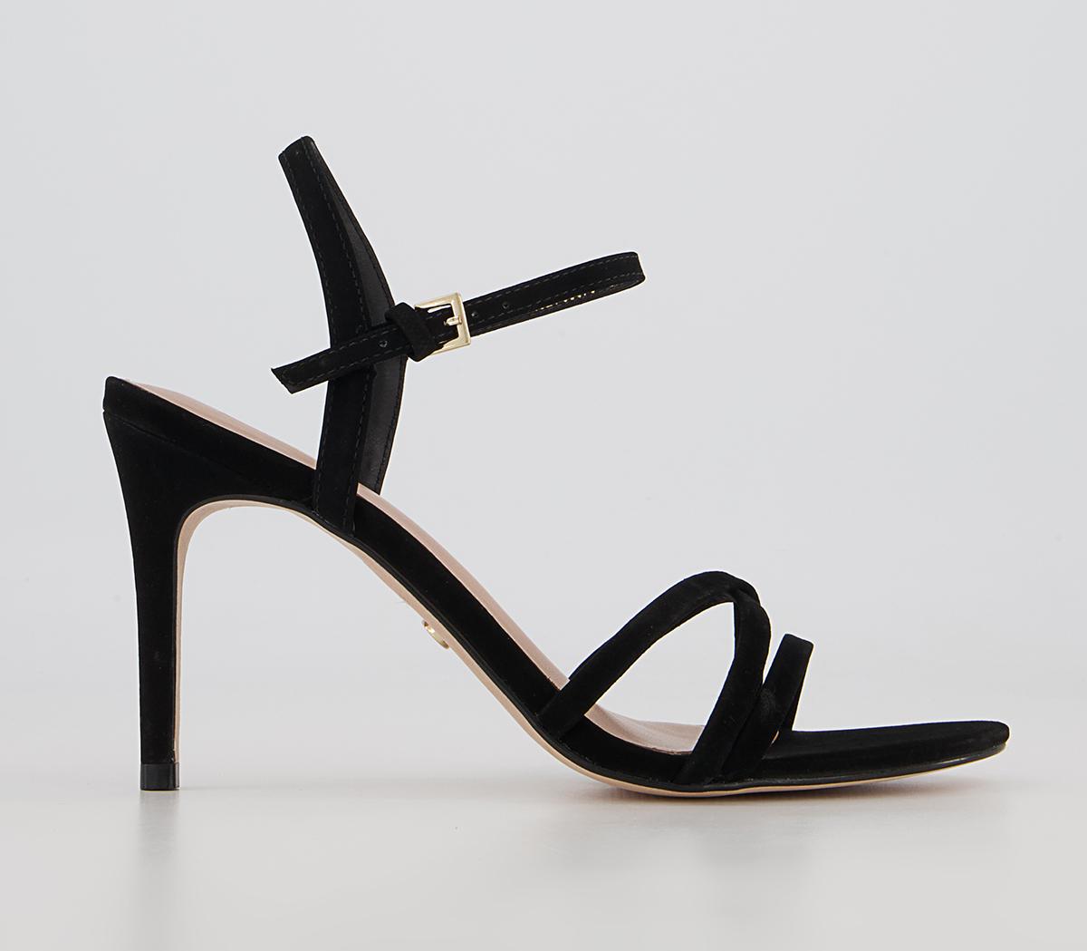 OfficeMood Strappy Two Part Stiletto Heeled SandalsBlack Nubuck