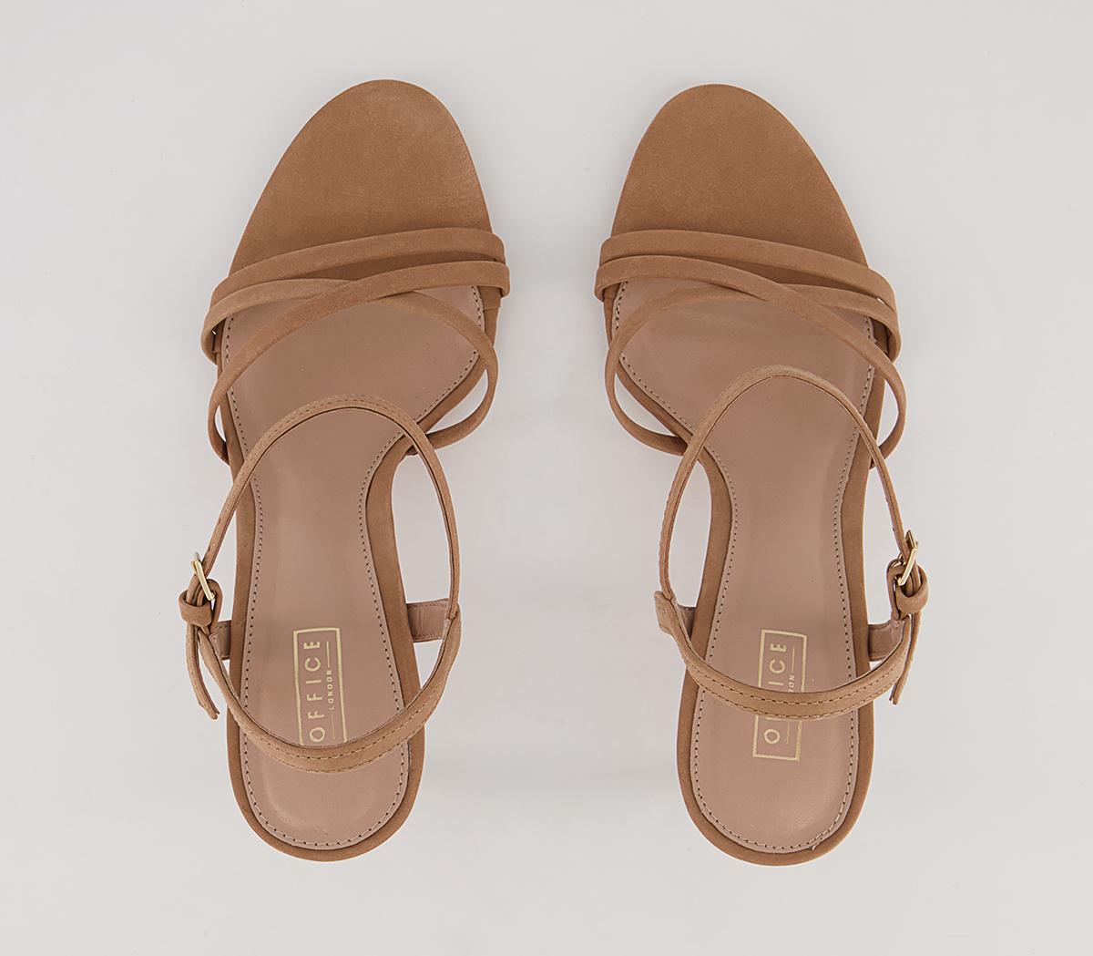 Office Mood Strappy Two Part Stiletto Heeled Sandals Office Mood Strappy Two Part Stiletto Heeled Sandals Camel Nubuck
