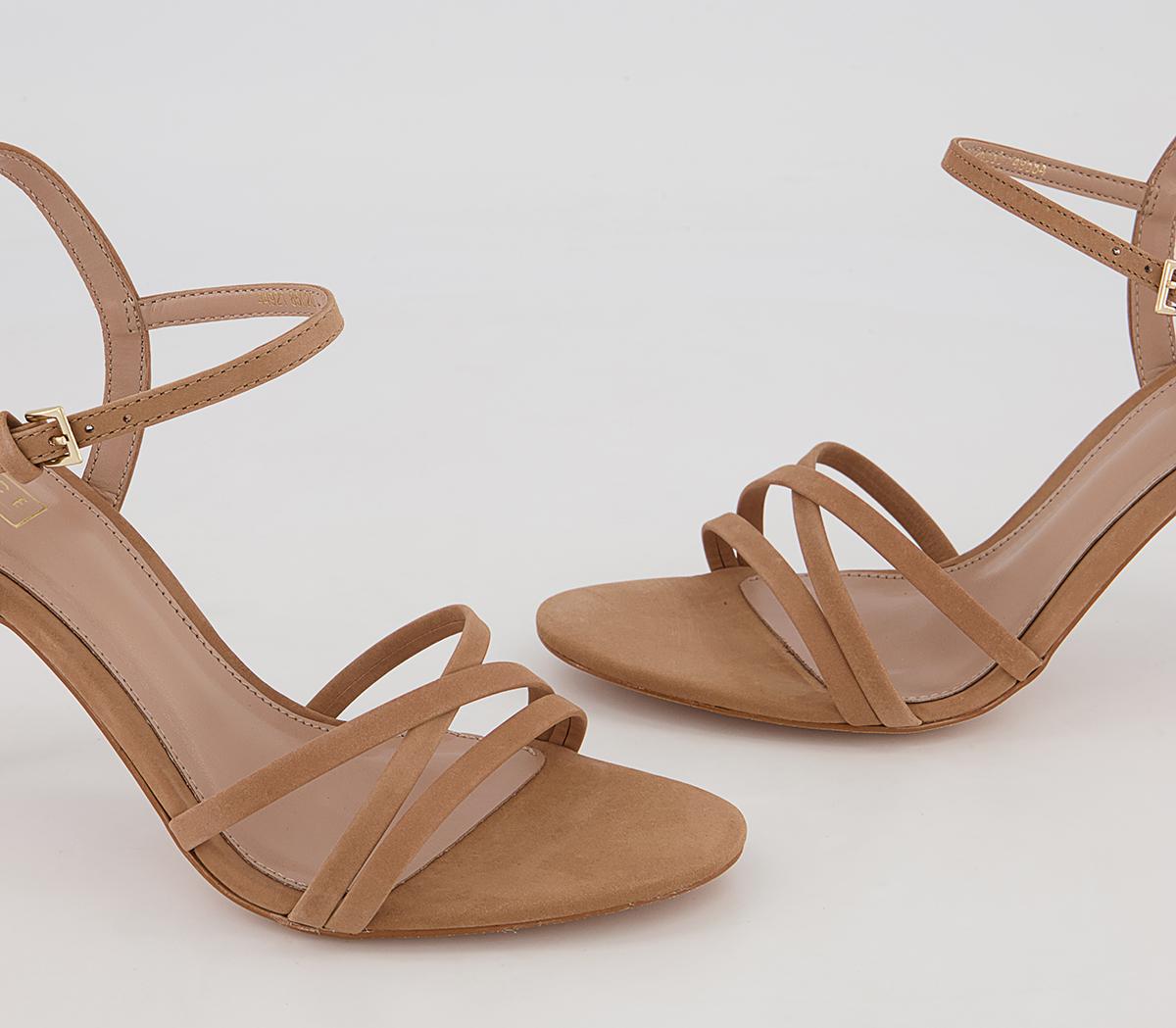 Office Mood Strappy Two Part Stiletto Heeled Sandals Office Mood Strappy Two Part Stiletto Heeled Sandals Camel Nubuck