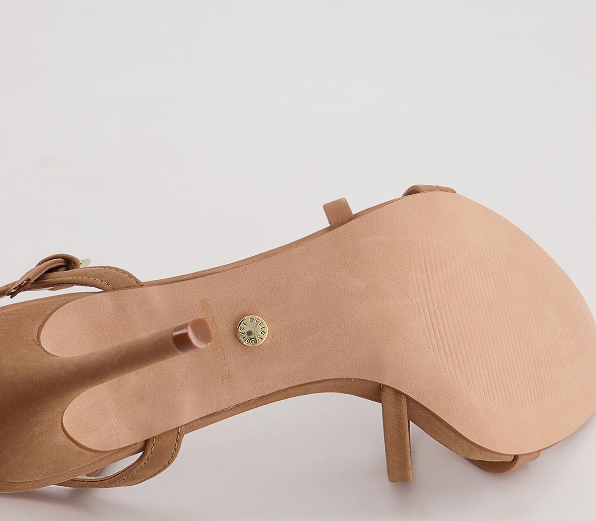 Office Mood Strappy Two Part Stiletto Heeled Sandals Office Mood Strappy Two Part Stiletto Heeled Sandals Camel Nubuck