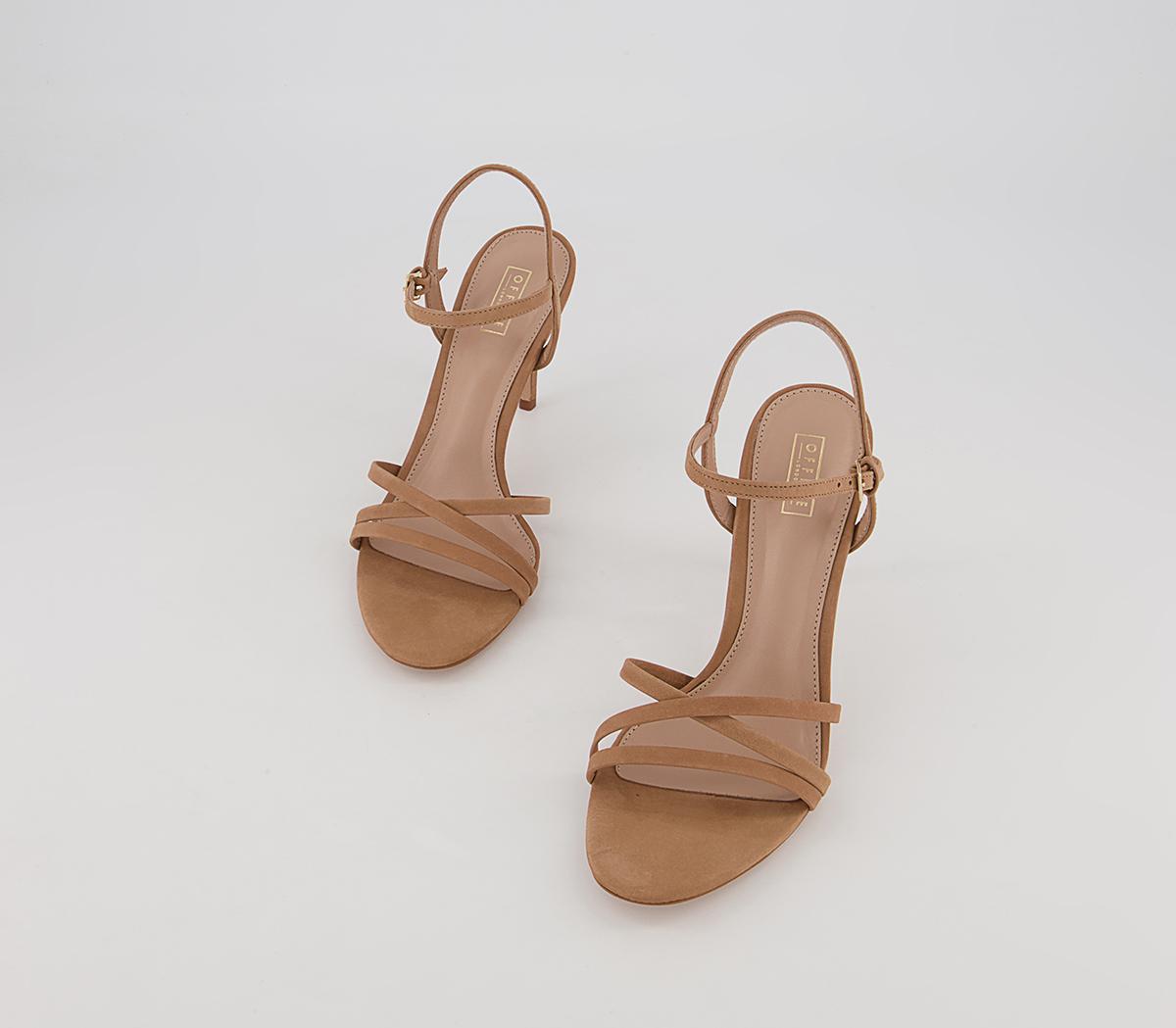 Office Mood Strappy Two Part Stiletto Heeled Sandals Office Mood Strappy Two Part Stiletto Heeled Sandals Camel Nubuck