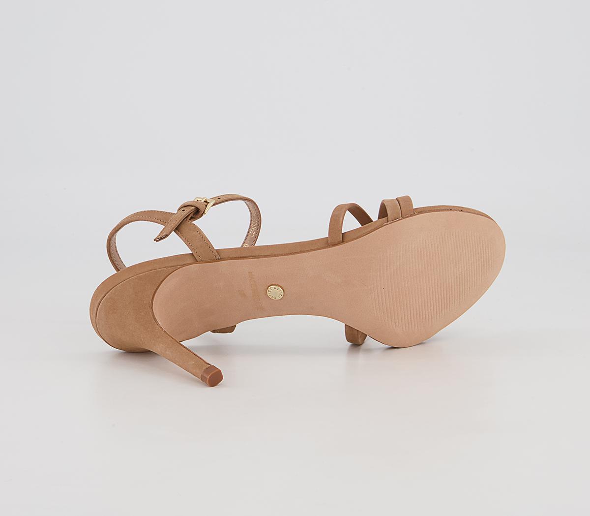 Office Mood Strappy Two Part Stiletto Heeled Sandals Office Mood Strappy Two Part Stiletto Heeled Sandals Camel Nubuck