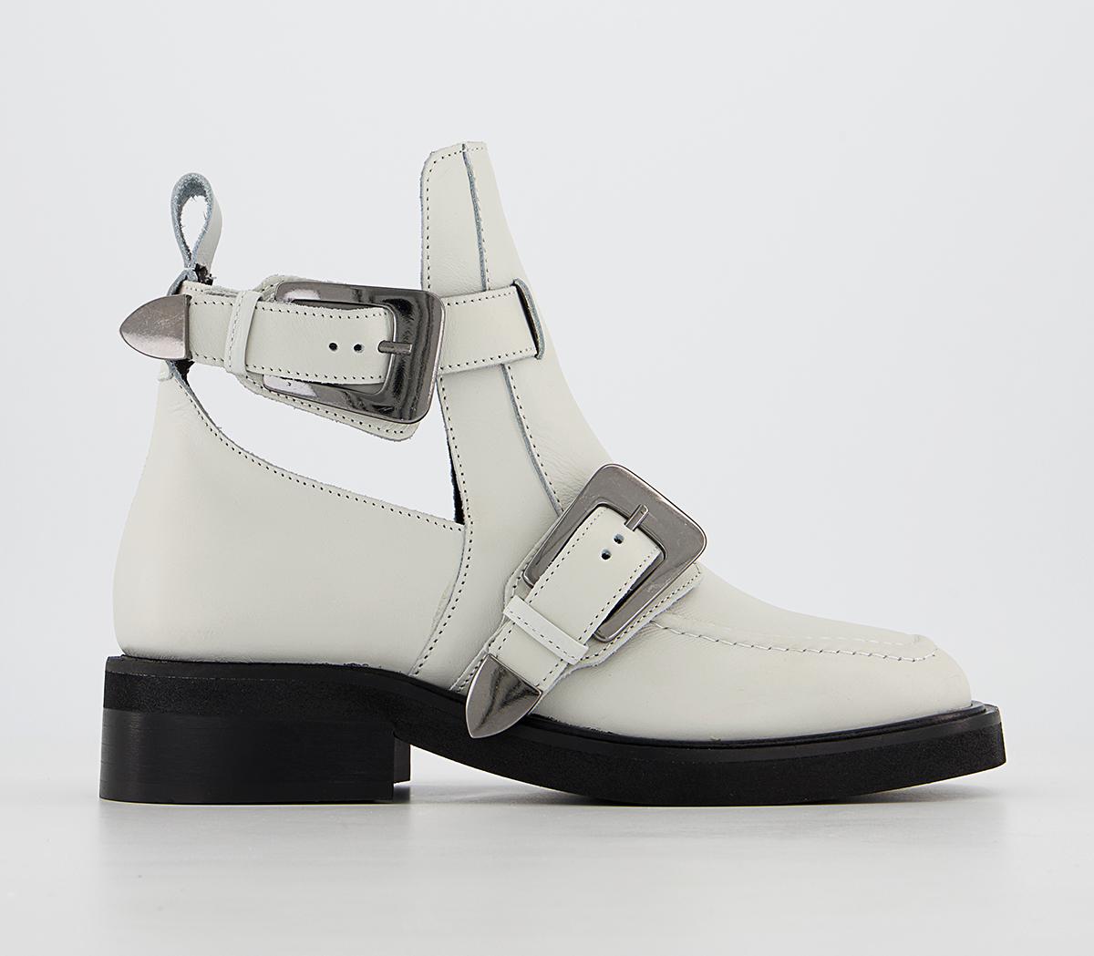 OFFICEAmari Cut Out Buckle BootsWhite Leather
