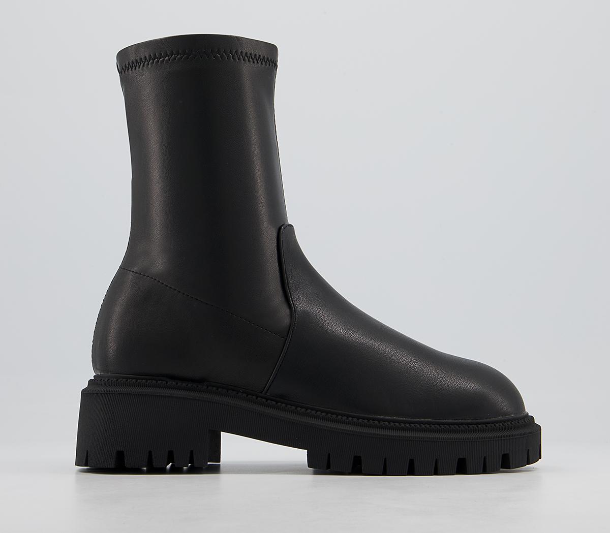 OFFICE Annabella Chunky Stretch Sock Boots Black Women's Ankle Boots