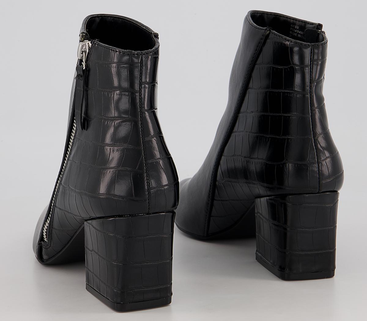 Office Abigail Block Heel Side Zip Heeled Ankle Boots Office Abigail Block Heel Side Zip Heeled Ankle Boots Black Croc Mix